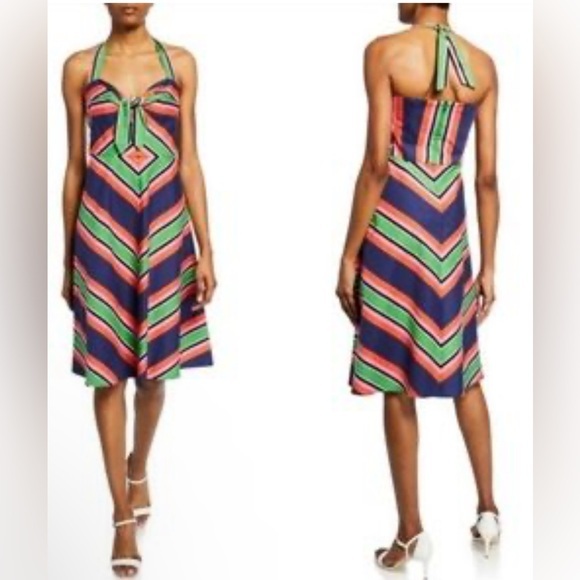 Trina Turk Rhiannon Halter‎ A-Line Colorful Dress - 0 - Picture 2 of 11